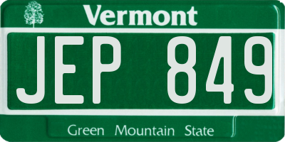 VT license plate JEP849