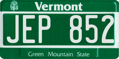 VT license plate JEP852