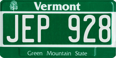VT license plate JEP928