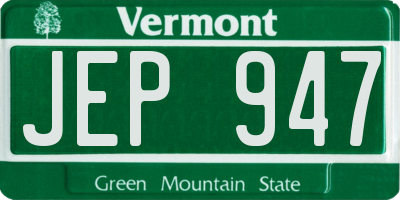 VT license plate JEP947