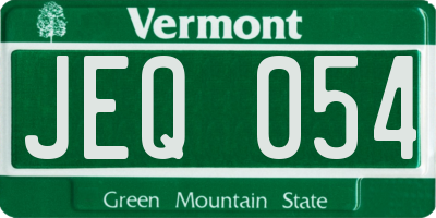 VT license plate JEQ054