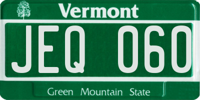 VT license plate JEQ060