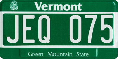 VT license plate JEQ075
