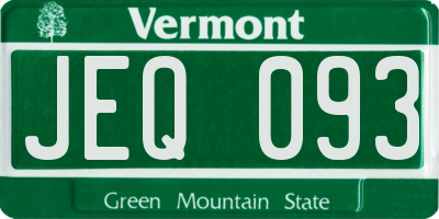 VT license plate JEQ093