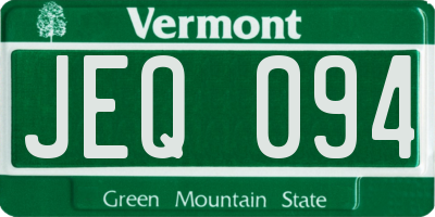 VT license plate JEQ094