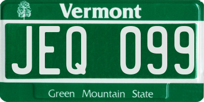 VT license plate JEQ099
