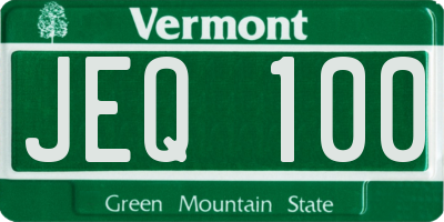 VT license plate JEQ100