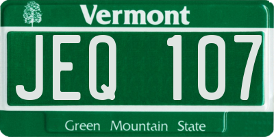 VT license plate JEQ107