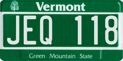 VT license plate JEQ118