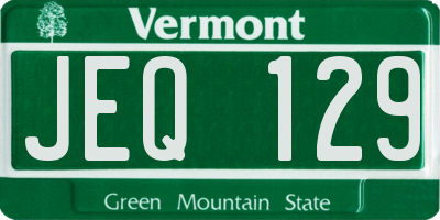 VT license plate JEQ129