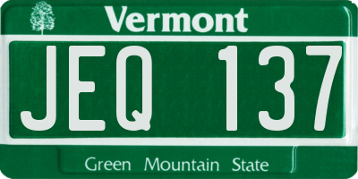 VT license plate JEQ137