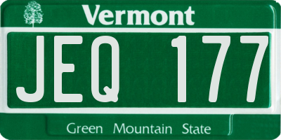 VT license plate JEQ177