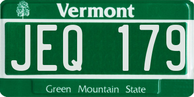 VT license plate JEQ179