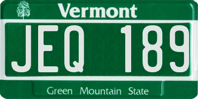 VT license plate JEQ189