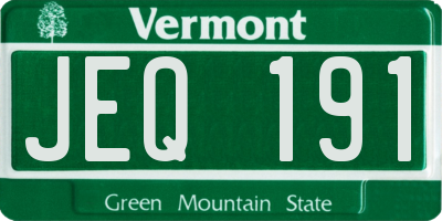 VT license plate JEQ191