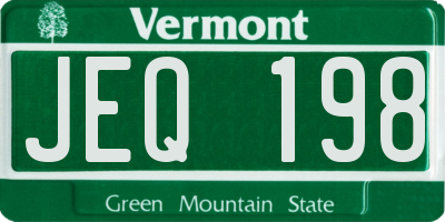 VT license plate JEQ198
