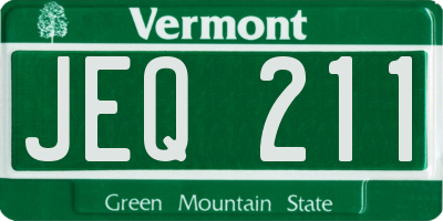 VT license plate JEQ211