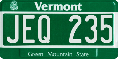 VT license plate JEQ235