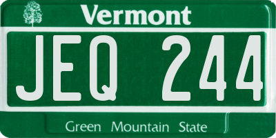 VT license plate JEQ244