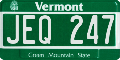 VT license plate JEQ247