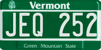 VT license plate JEQ252