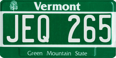 VT license plate JEQ265