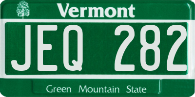 VT license plate JEQ282