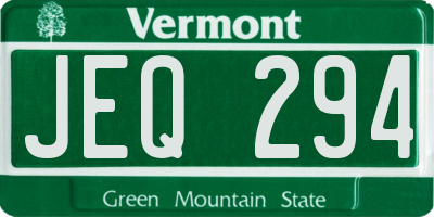 VT license plate JEQ294