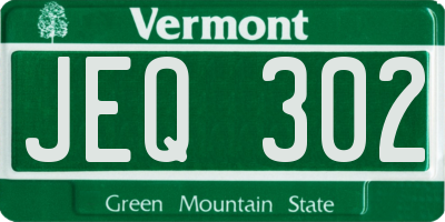 VT license plate JEQ302