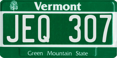 VT license plate JEQ307