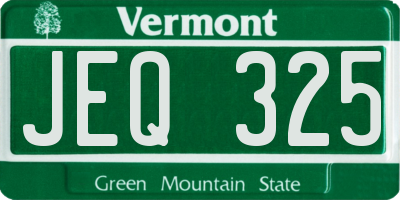 VT license plate JEQ325