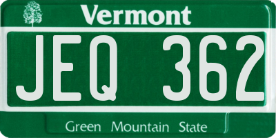 VT license plate JEQ362
