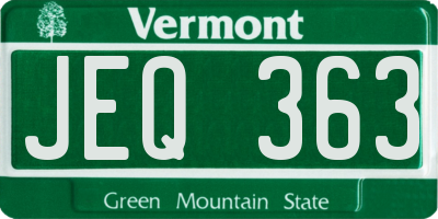 VT license plate JEQ363