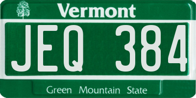 VT license plate JEQ384