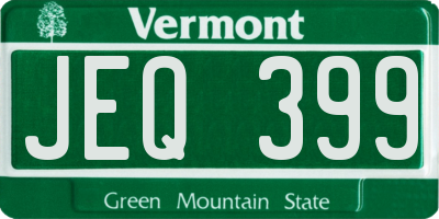 VT license plate JEQ399