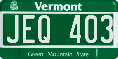 VT license plate JEQ403