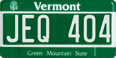 VT license plate JEQ404