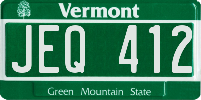 VT license plate JEQ412