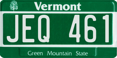 VT license plate JEQ461