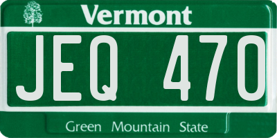 VT license plate JEQ470