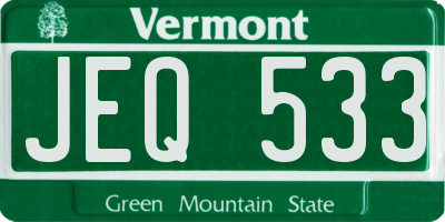VT license plate JEQ533