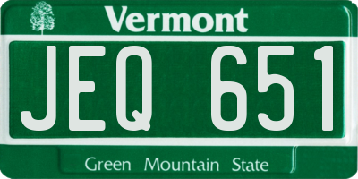 VT license plate JEQ651