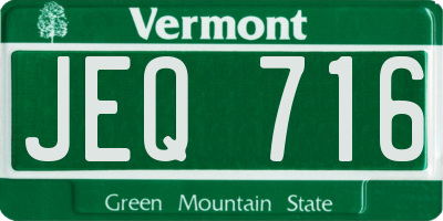 VT license plate JEQ716