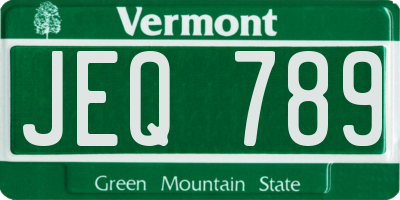 VT license plate JEQ789