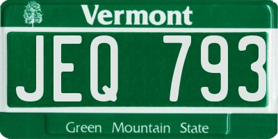 VT license plate JEQ793