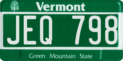 VT license plate JEQ798