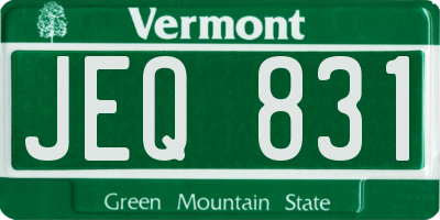 VT license plate JEQ831
