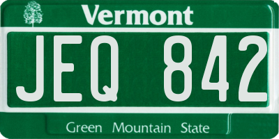 VT license plate JEQ842