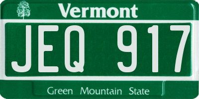 VT license plate JEQ917