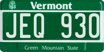 VT license plate JEQ930